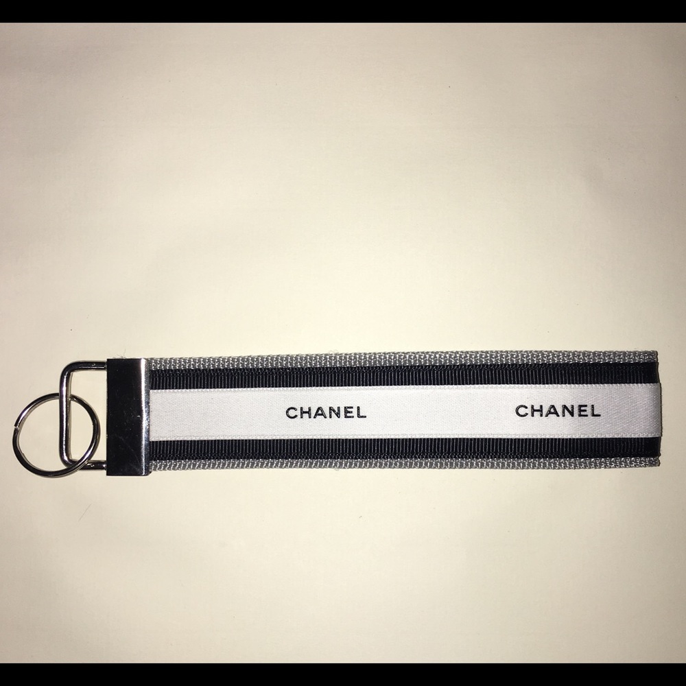 Upcycled Chanel Package Ribbon Keychain Wristlet - Picture 1 of 4